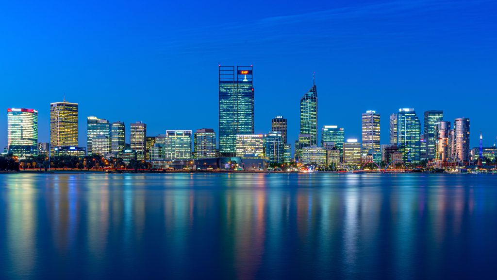 Night skyline of Perth, Australia